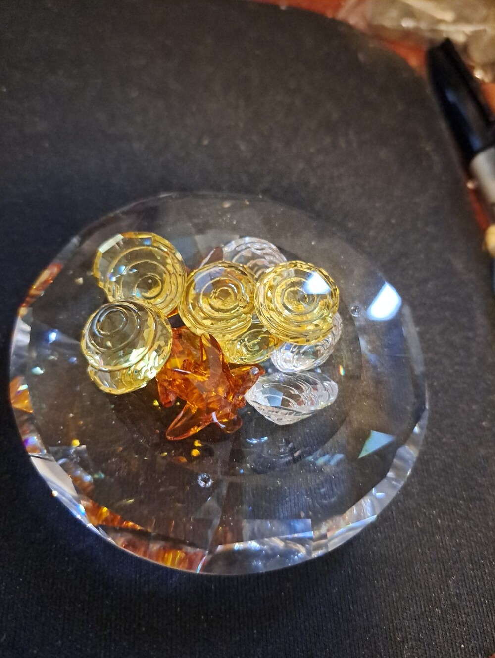 Swarovski Crystal Bowl With 12 Starfish & Shells Excellent